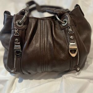 b. makowsky Rich Chocolate Leather Shoulder Bag